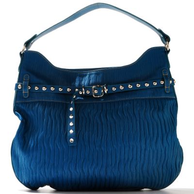 710-605 - Red by Marc Ecko Stud Detailed Belted Zip Top Hobo Handbag