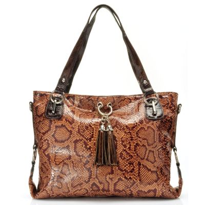 Madi Claire Snake Print Handbag with Leather Trim