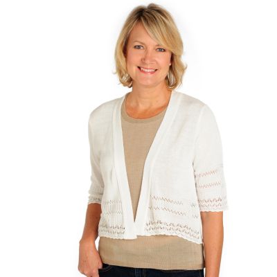 Kate & Mallory Pointelle Open Front Shrug