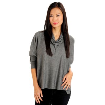 710-666 - Kate & Mallory Sweater Knit 3/4 Sleeved Cowl Neck Poncho Top 