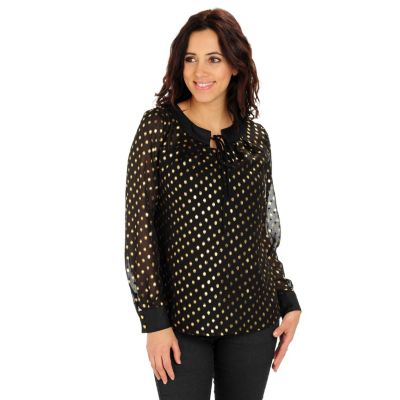 Glitterscape Woven Dot Glitter Top with Knit Cami