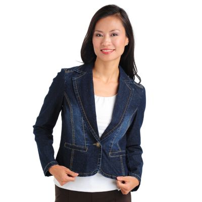 Baccini One Button Denim Blazer