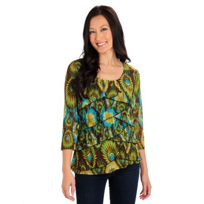 Kate & Mallory Printed Mesh Top