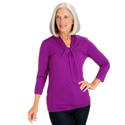 Kate & Mallory 3/4 Sleeve Twist Neck Top