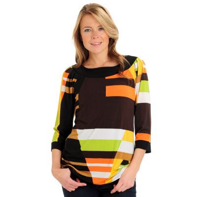 Kate & Mallory Print Tunic w/ Solid trim Neck & Cuff