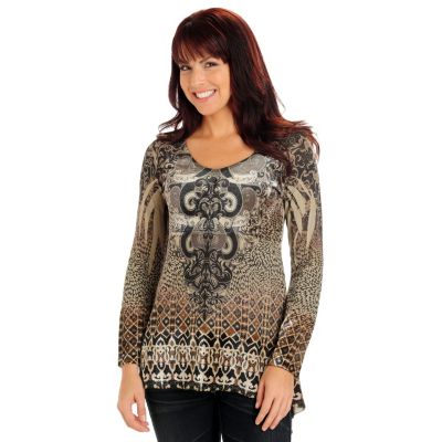 One World L/S Velvet Panel Snit Tunic top