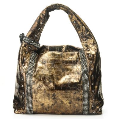 Sophisticated Style Embossed Hobo w/ Rhinestone & Stud Detailing