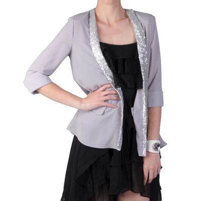 710-887 - Journee Collection Junior's Sequin Detailed Open Front Jacket