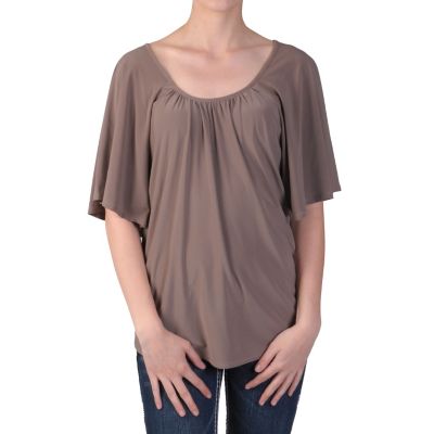 710-909 - Journee Collection Womens Pleated Scoop Neck Butterfly Sleeved Top 