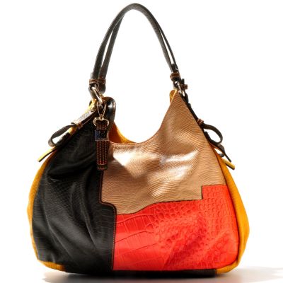 Buxton "Victoria" Leather Colorblock Hobo Handbag