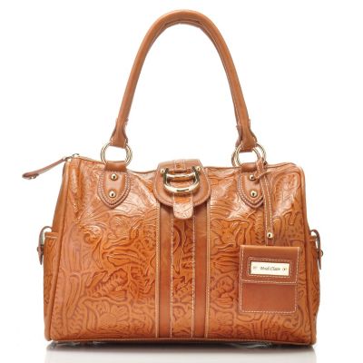 711-005 - Madi Claire Tool Embossed Leather ''Melissa'' Zip Top Satchel