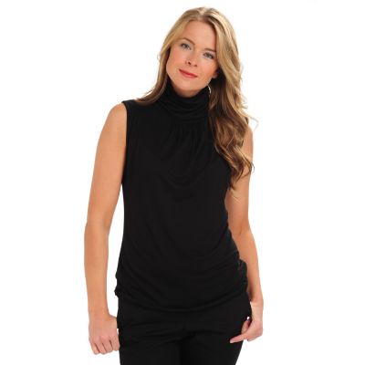 Kate & Mallory Sleeveless Ruched Mock Neck Top
