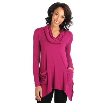Kate & Mallory Drape Neck Tunic With Pockets