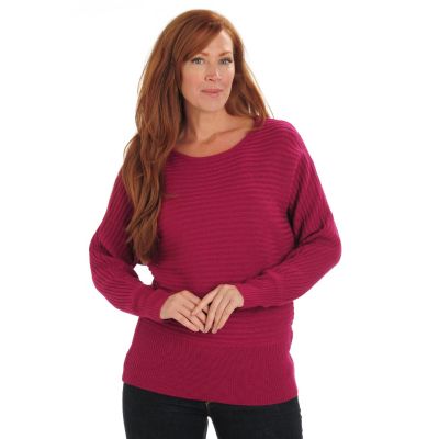 711-099 - Kate & Mallory Metallic Knit Dolman Sleeved Banded Bottom Pullover Sweater 
