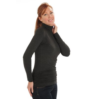 711-101 - Kate & Mallory Jersey Knit Long Sleeved Ruched Turtleneck Tunic 