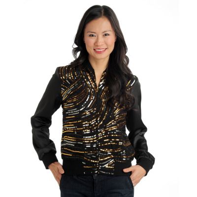 711-112 - WD.NY Woven Long Sleeved Sequined Bomber Jacket 