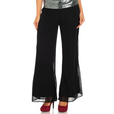 711-132 - Kate & Mallory Chiffon Drop Waisted Fully Lined Wide Leg Pants 