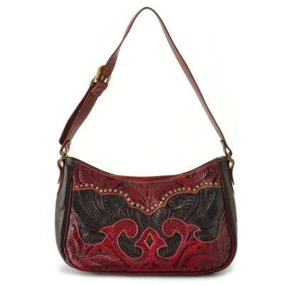 711-254 -  American West ''Annie's Secret'' Hand-Tooled Leather Shoulder Bag