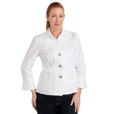 Carson Kressley Rhinestone Long Sleeve Shirt