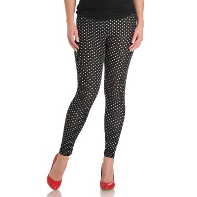 711-313 - WD.NY Stretch Knit Polka Dot Print Ankle Length Leggings 