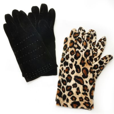 711-438 - Donna Salyers' Fabulous-Furs Set of Two Velveteen Stretch Gloves