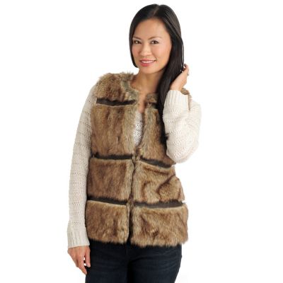Members Only Pieced Fur Vest with Fauz Leather Combo