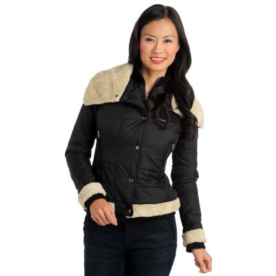 711-474 - Members Only Nylon Faux Shearling Trimmed Puffer Coat 