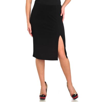 711-573 - Kate & Mallory Crepe Jersey Elastic Waist Side Vent Skirt 