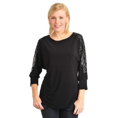Glitterscape Dolman Sleeve Tunic with Studs