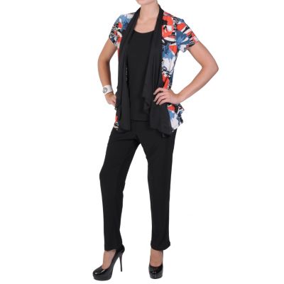 711-741 - Brinley Co. Women's Contemporary Short Sleeved Top & Pant Set