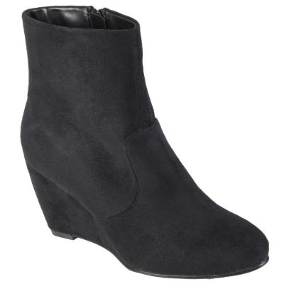 711-777 - Hailey Jeans Co. Women's Faux Suede Almond Toe Wedge Boots 