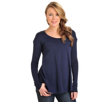 711-813 - OSO Casuals Cotton Long Sleeved Lace-up Back Trapeze Top