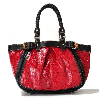 Madi Claire "JAMIE" Croco Embossed Leather Pleated Tote