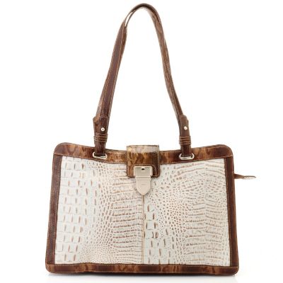 Madi Claire "KAYLA" Croco Embossed Leather Tote with Lock