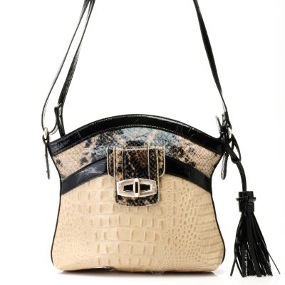 Madi Claire "SANDRA" Croco Embossed Leather Crossbody with Snake