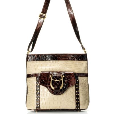 Madi Claire "GABBY" Croco Embossed Leather Crossbody with Antique Brass Hardware