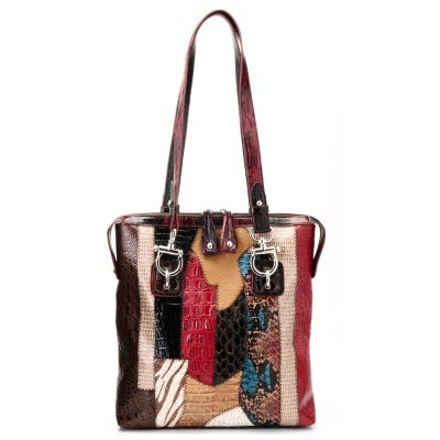 Madi Claire "ALYSSA" Croco Embossed Leather Multi Media Tote