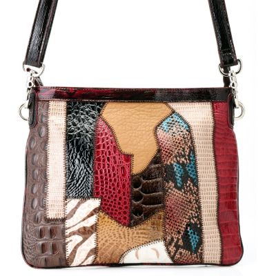 711-879 - Madi Claire Croco Embossed Leather ''Alyssa'' Multi Media Cross Body Bag