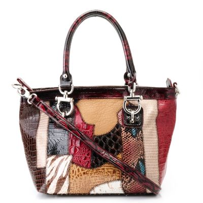 Madi Claire "ALYSSA" Croco Embossed Leather Multi Media Satchel