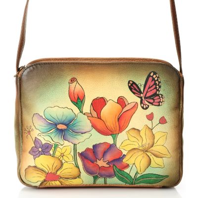 711-882 - Anuschka Hand Painted Leather Zip Top Cross Body Bag