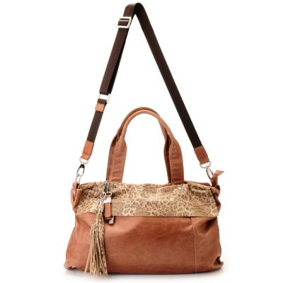712-008 - Buxton&reg; Leather ''Vittoria'' Tasseled Animal Print Satchel 
