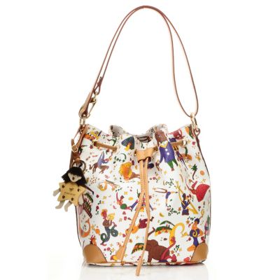 Piero Guidi Leather Magic Circus "Demetra" Drawstring Bucket Bag