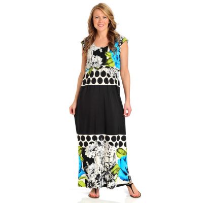 712-105 - One World Matte Jersey Flutter Sleeved Blouson Waist Maxi Dress