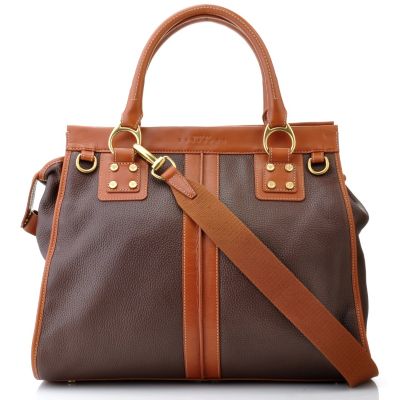 712-132 - PRIX DE DRESSAGE Leather Double Handle Top Framed Satchel w/ Shoulder Strap