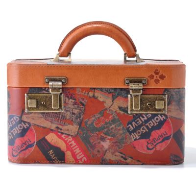 712-152 - Patricia Nash Leather "Paradiso" Vintage-Style Vanity Case w/ Lock & Key