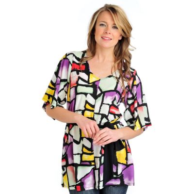 712-407 - Kate & Mallory Stretch Knit Kimono Sleeved Sash Belt Tunic