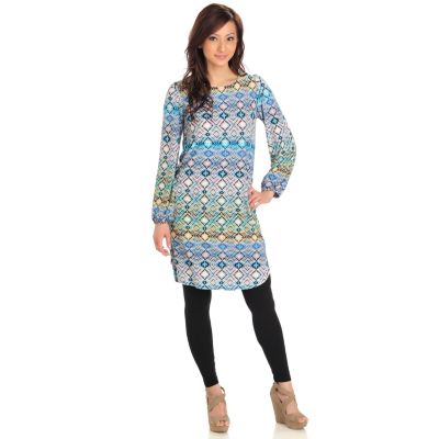Kate & Mallory Long Balloon Sleeve Printed Tunic