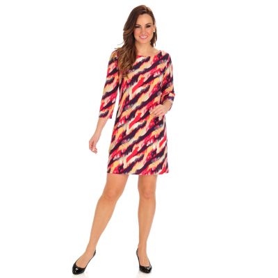 712-418 - Kate & Mallory Stretch Knit 3/4 Sleeved Boat Neck Shift Dress