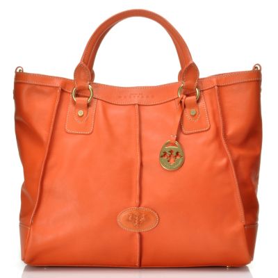 712-453 - PRIX DE DRESSAGE Leather Double Handle Zip Top Satchel w/ Shoulder Strap