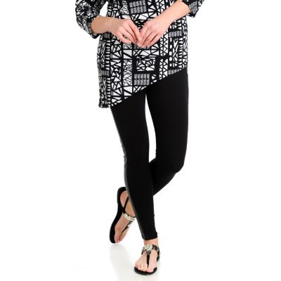 712-455 - WD.NY Stretch Knit Faux Leather Tuxedo Stripe Leggings